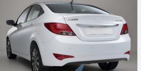 Бампер Задний Hyundai Solaris с 2014г.- 2017г. в. седан, цвет: PGU Белый Кристалл.