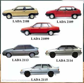 Lada 2108; 21083; 2109; 21099; 2113; 2114; 2115;